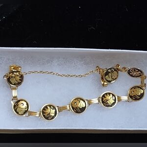 Black & Gold Damascene Bracelet Vintage